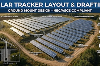 engineer ground mount solar tracker layout and structural drafting