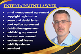 help with copyright issues, film clearances, music as entertainment lawyer in US