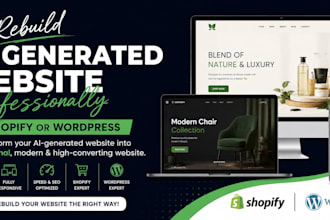 rebuild ai generated website professionally on shopify or wordpress