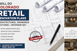 do colorado retail renovation plans architectural drawings sections interior set