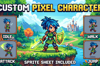 create custom pixel art character sprite sheet pixel animation 2d pixel art game