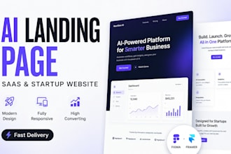design ai landing page, saas landing page for startup website