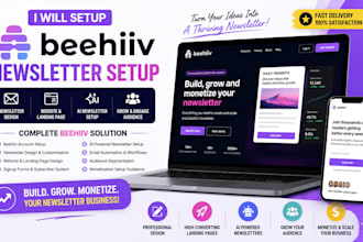 setup beehiiv newsletter, ai newsletter, landing page and website design