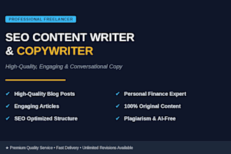 be your fintech content writer and personal finance copywriter
