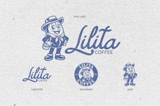 design a minimalist or vintage mascot logo for your brand