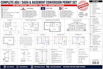 usa full permit set for adu dadu basement conversion california new york ohio