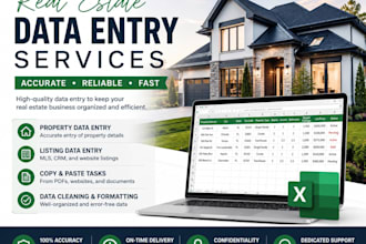 do real estate data entry, property listing and excel work