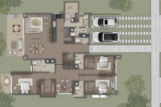 create a professional rendered floor plan for real estate or interior design