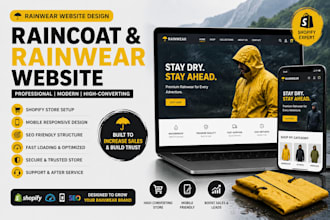 design a raincoat website, rainwear website umbrella website for local business