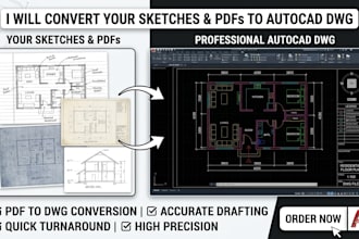 convert PDF drawings and hand sketches to autocad dwg