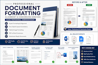 professionally format microsoft word, PDF, reports, and documents