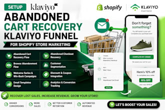 setup abandoned cart recovery klaviyo funnel for shopify store marketing