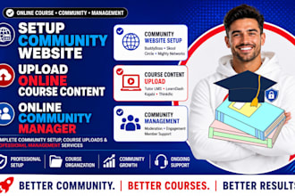 setup community website upload online course content online community manager