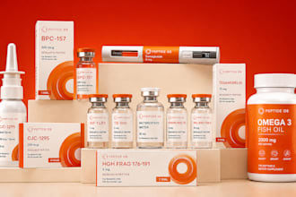 create premium peptide vial, sarms, supplement packaging and label design