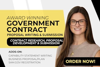 write government contract rfp, rfq, technical bid, tender and grant proposal
