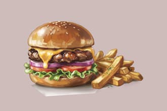 create beautiful digital food illustrations for you