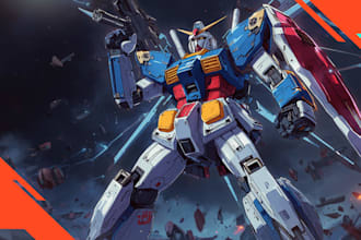 create retro mecha or scifi gundam art