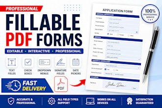 design custom fillable PDF forms with text fields, checkboxes, dropdowns