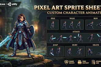 create pixel art sprite sheet character animation game asset tile set pixel art