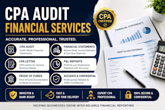 us CPA audit financial, sign CPA letter, funds proof, financial statement pnl