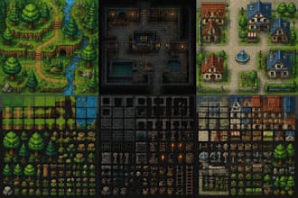 pixel art tileset rpg maker top down tilemap rpg game dungeon pixel map 8bit