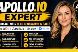 setup apollo io, n8n, zoho crm, clay com, workflows and automations
