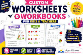 create printable worksheets and workbooks for kids and teachers