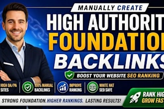 manually create high authority foundation backlinks for website SEO ranking