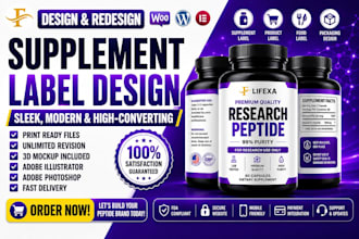 design supplement label, product label, food label and packaging design