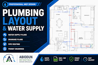 draw plumbing layout, water supply and drainage plans in autocad