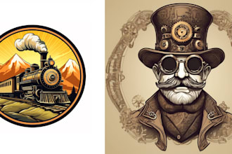 create awesome steampunk and vintage logo in 18 hrs
