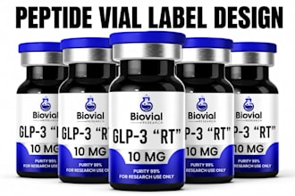 design peptide label peptide vial label product label design with 3d mockup