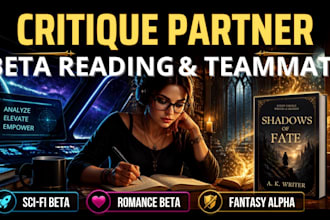 sci fi beta reader, contemporary romance beta reader, or fantasy alpha reader