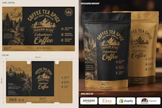 design coffee tea spice packaging label and dieline design