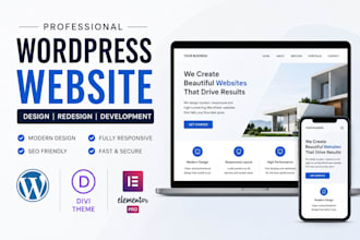 design wordpress website, divi website, elementor website, landing page