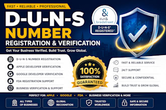 get your d u n s number for apple, google, fda and business verification