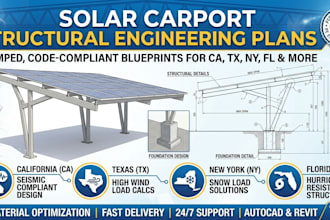 design solar carport structural engineering plans ca tx ny fl ny