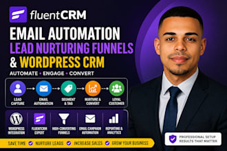 set up fluentcrm email automation funnel lead nurturing workflow wordpress CRM