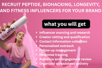 recruit peptide, biohacking, longevity, and fitness influencers for your brand