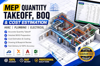 do mep quantity takeoff, boq preparation and cost estimation