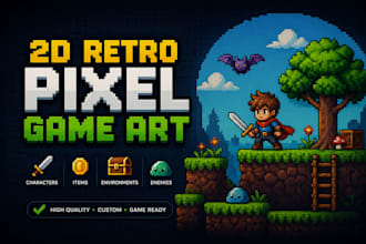 2d retro pixel game art