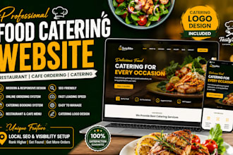 food catering website, restaurant website, cafe website and food catering logo