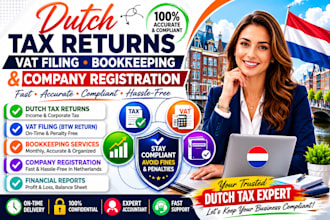 handle dutch tax returns, vat filing, bookkeeping and company registration