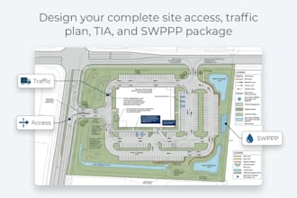 design your complete site access, traffic plan, tia, and swppp package
