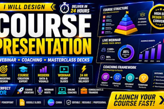 design course creator presentation, webinar coaching masterclass deck in 24 hrs