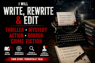 create, rewrite and professionally edit thriller, mystery and crime fiction