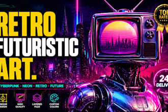 create stunning retro futuristic art and synthwave album designs