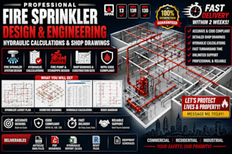 provide fire protection engineering sprinkler calculations and shop drawings