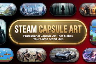 design steam capsule art, game key art, game banner, game cover art