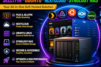 setup and configure plex media server, jellyfin, ubuntu, nextcloud, synology nas
